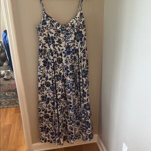La Ligne Blue Floral Maxi Dress with Spaghetti Straps